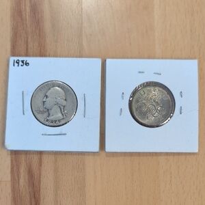 1936 Quarter and Olympic Coin Set